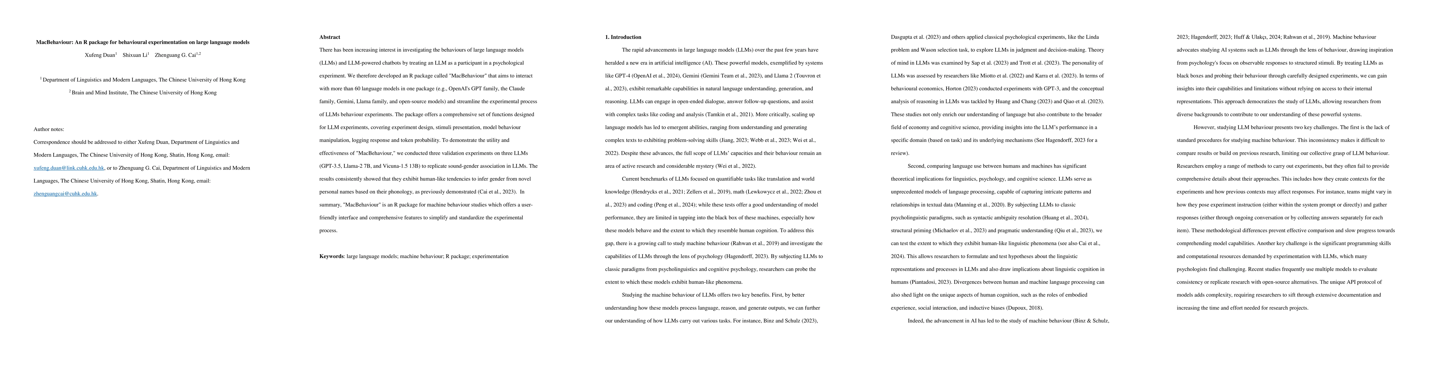 Thumbnail for MacBehaviour: An R package for behavioural experimentation on large
  language models