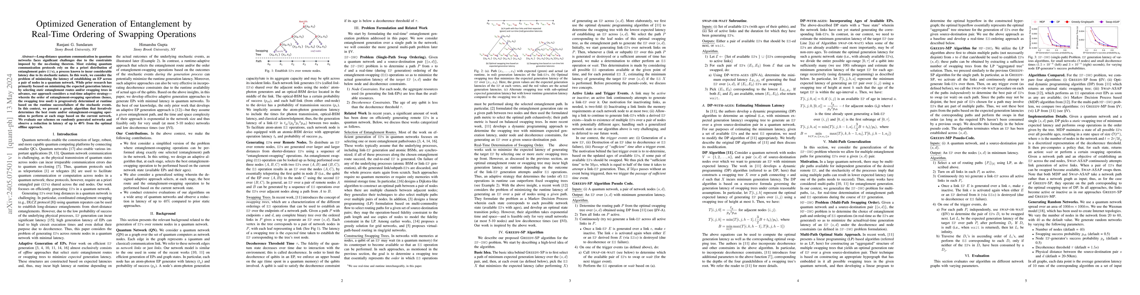 Thumbnail for Optimized Generation of Entanglement by Real-Time Ordering of Swapping
  Operations
