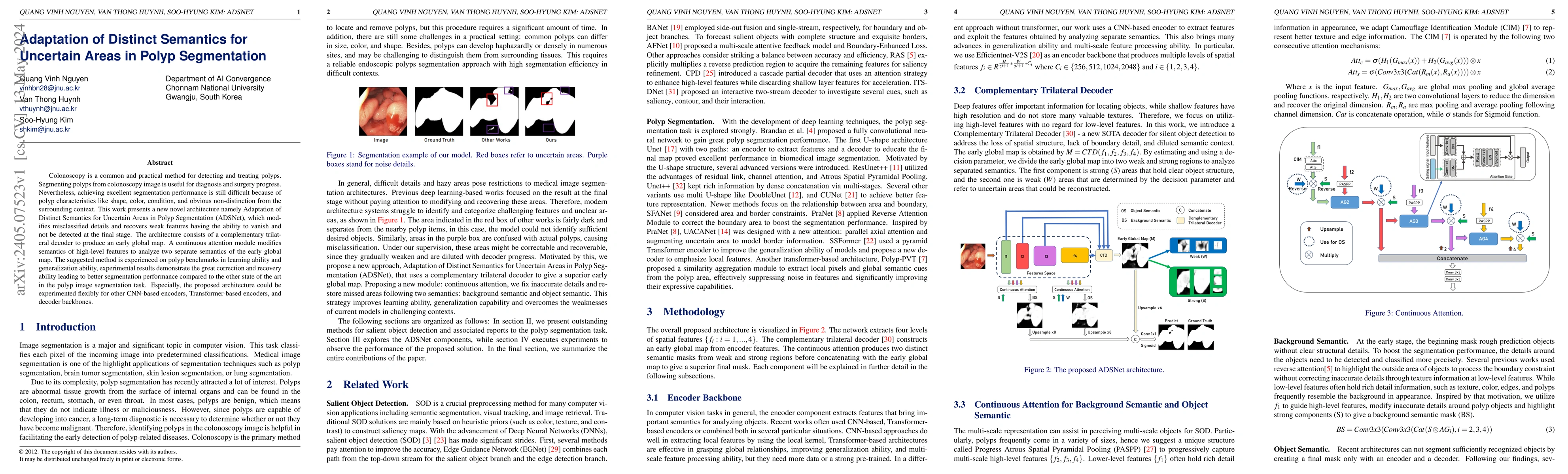 Thumbnail for Adaptation of Distinct Semantics for Uncertain Areas in Polyp
  Segmentation