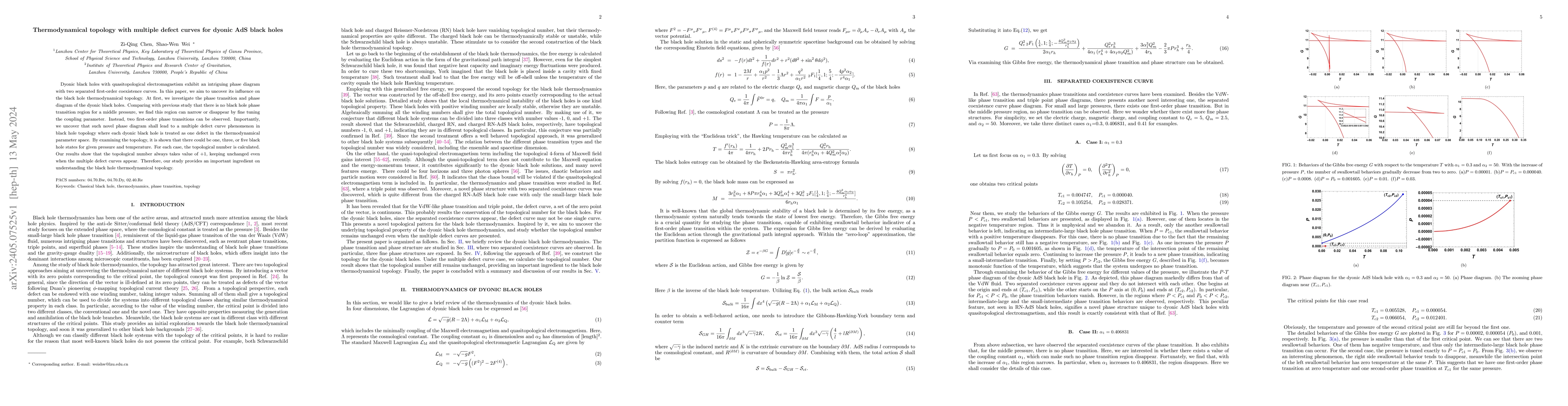 Thumbnail for Thermodynamical topology with multiple defect curves for dyonic AdS
  black holes