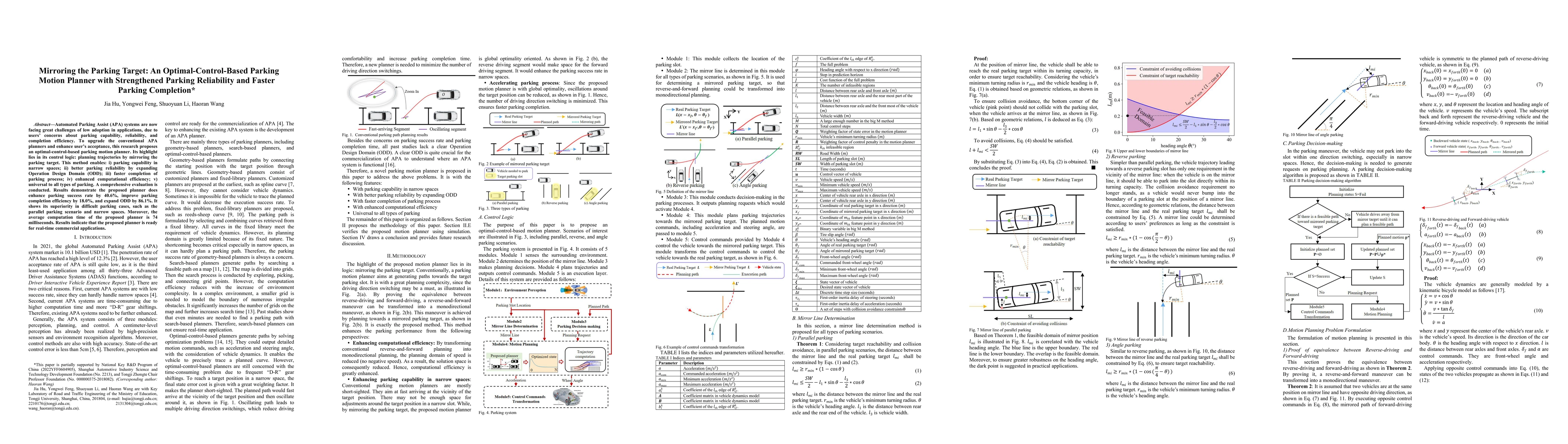 Thumbnail for Mirroring the Parking Target: An Optimal-Control-Based Parking Motion
  Planner with Strengthened Parking Reliability and Faster Parking Completion