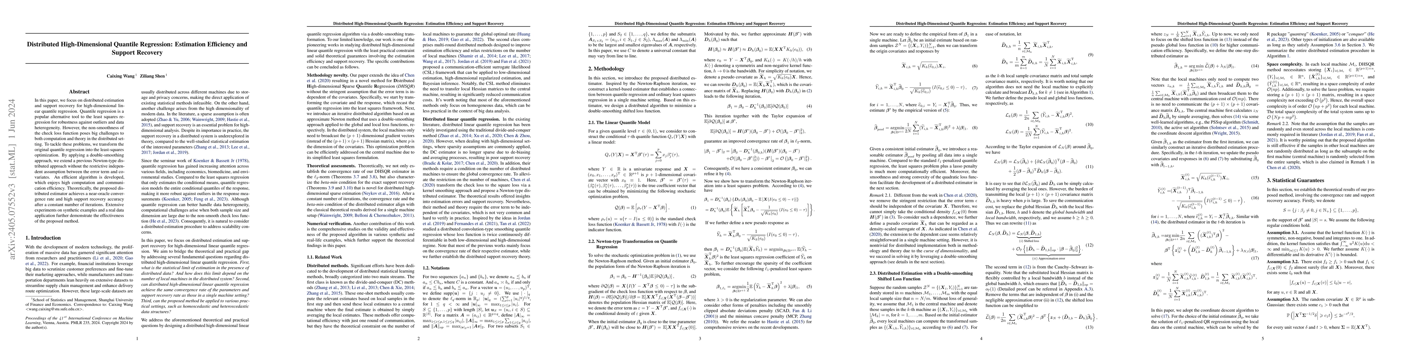 Thumbnail for Distributed High-Dimensional Quantile Regression: Estimation Efficiency
  and Support Recovery