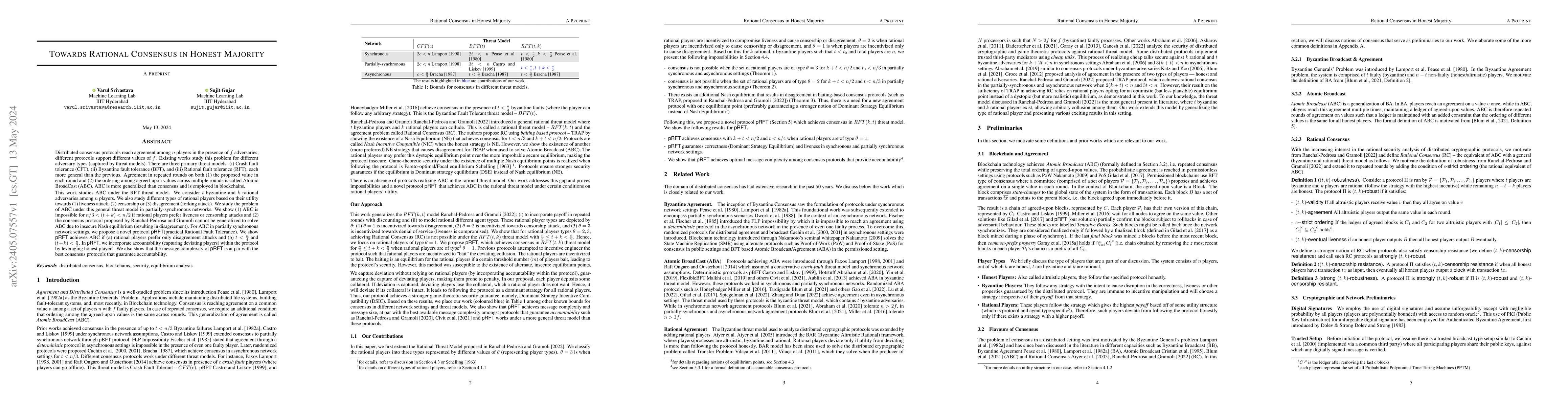 Thumbnail for Towards Rational Consensus in Honest Majority