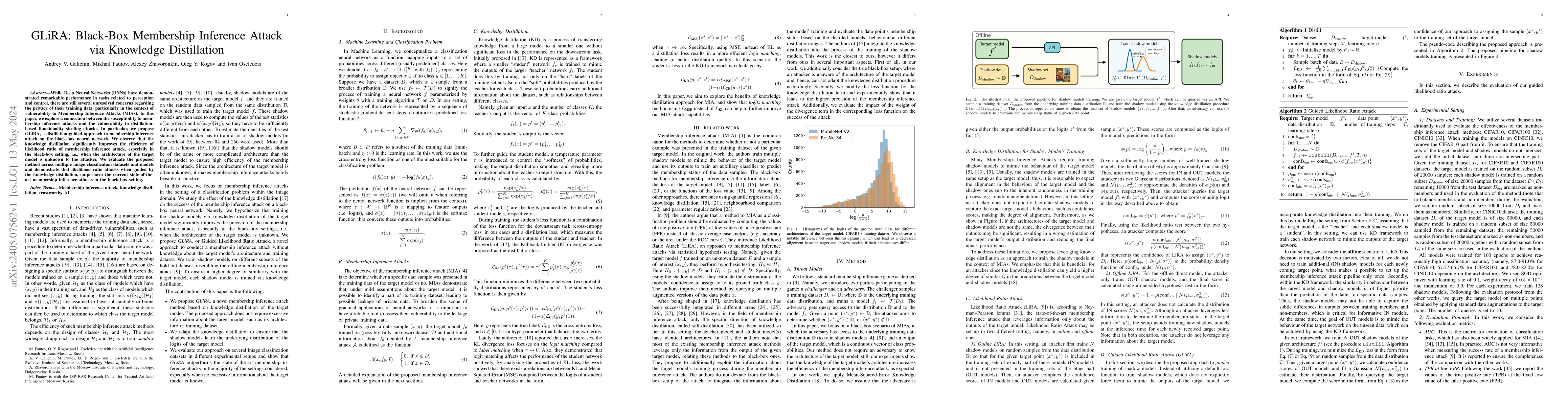 Thumbnail for GLiRA: Black-Box Membership Inference Attack via Knowledge Distillation