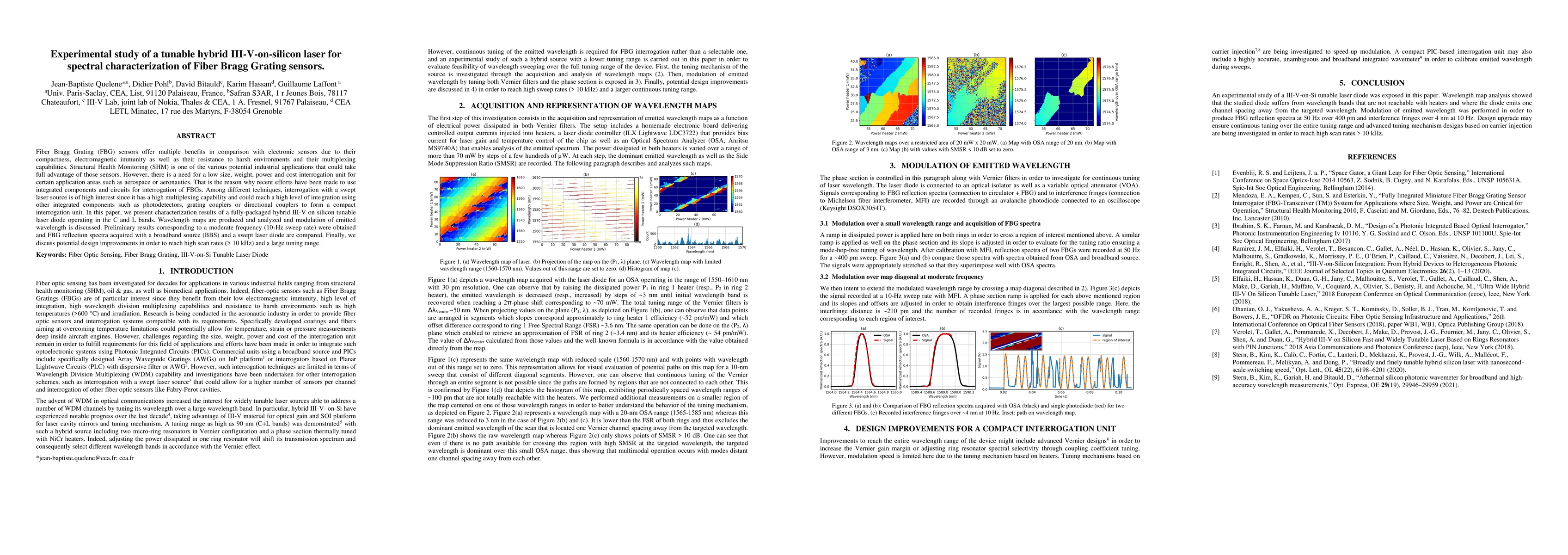 Thumbnail for Experimental study of a tunable hybrid III-V-on-silicon laser for
  spectral characterization of fiber Bragg grating sensors