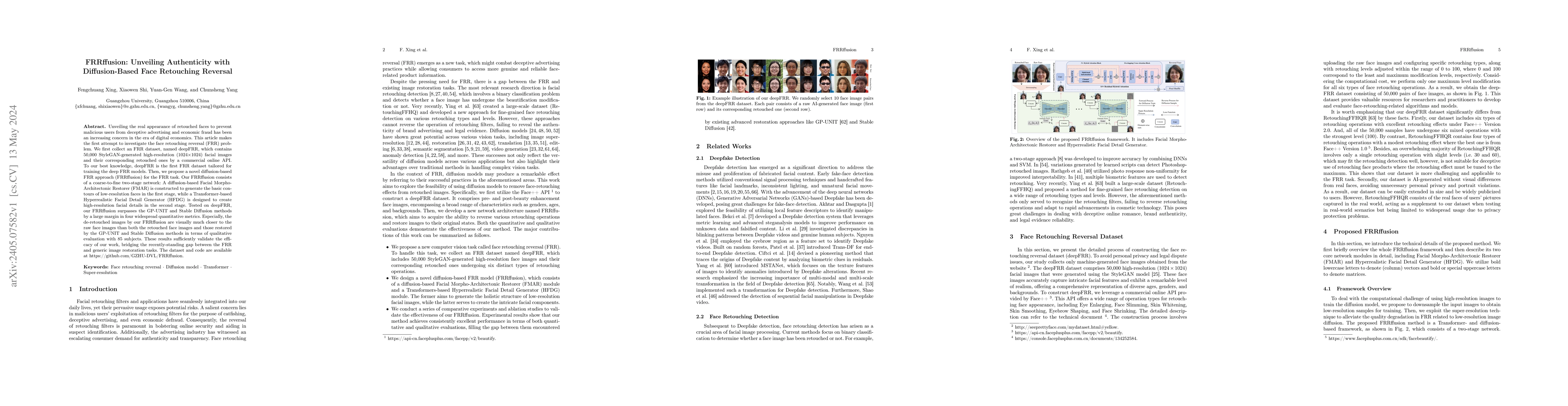 Thumbnail for FRRffusion: Unveiling Authenticity with Diffusion-Based Face Retouching
  Reversal