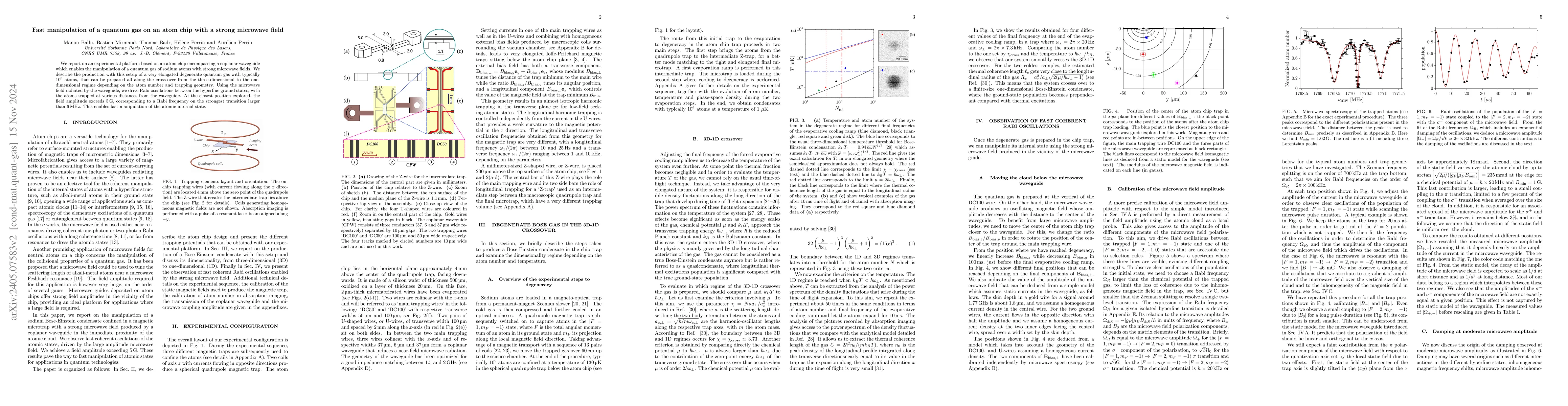 Thumbnail for Fast manipulation of a quantum gas on an atom chip with a strong
  microwave field