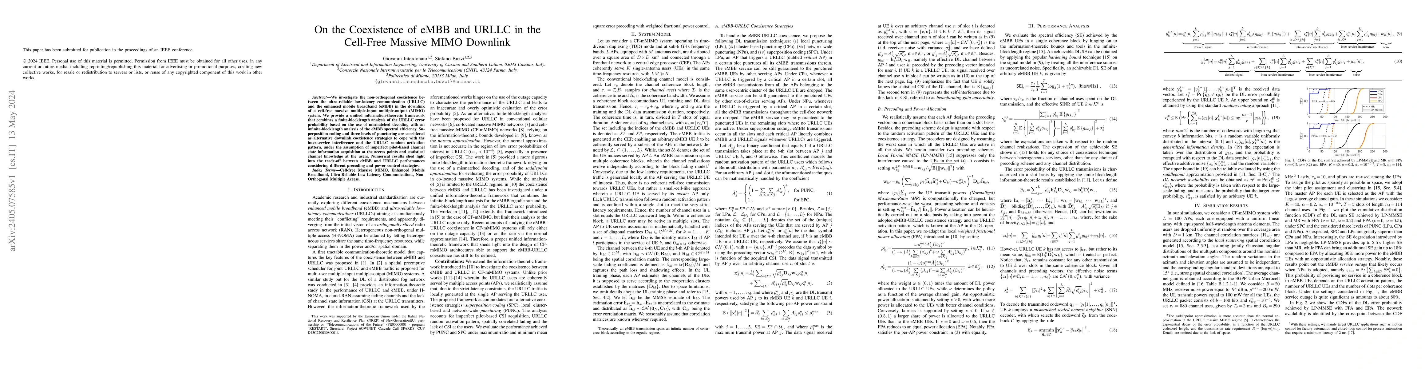 Thumbnail for On the Coexistence of eMBB and URLLC in the Cell-Free Massive MIMO
  Downlink