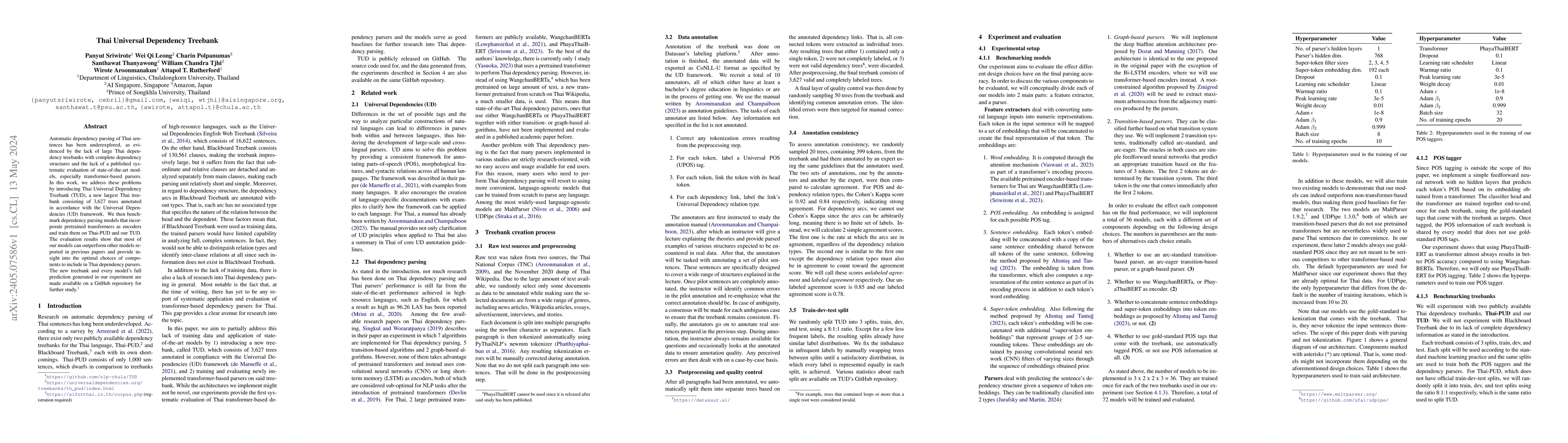 Thumbnail for Thai Universal Dependency Treebank