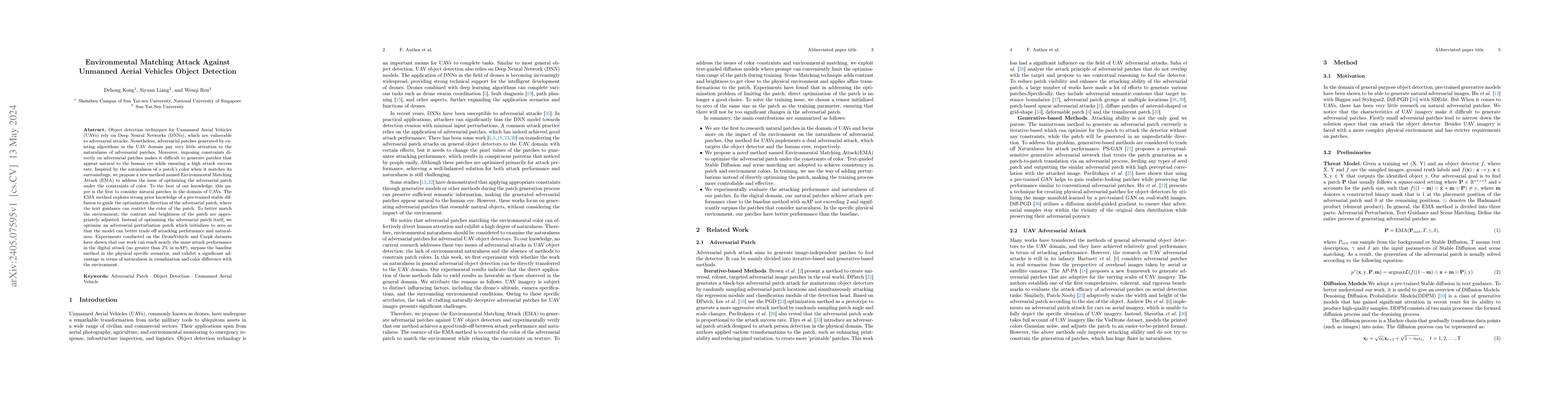 Thumbnail for Environmental Matching Attack Against Unmanned Aerial Vehicles Object
  Detection
