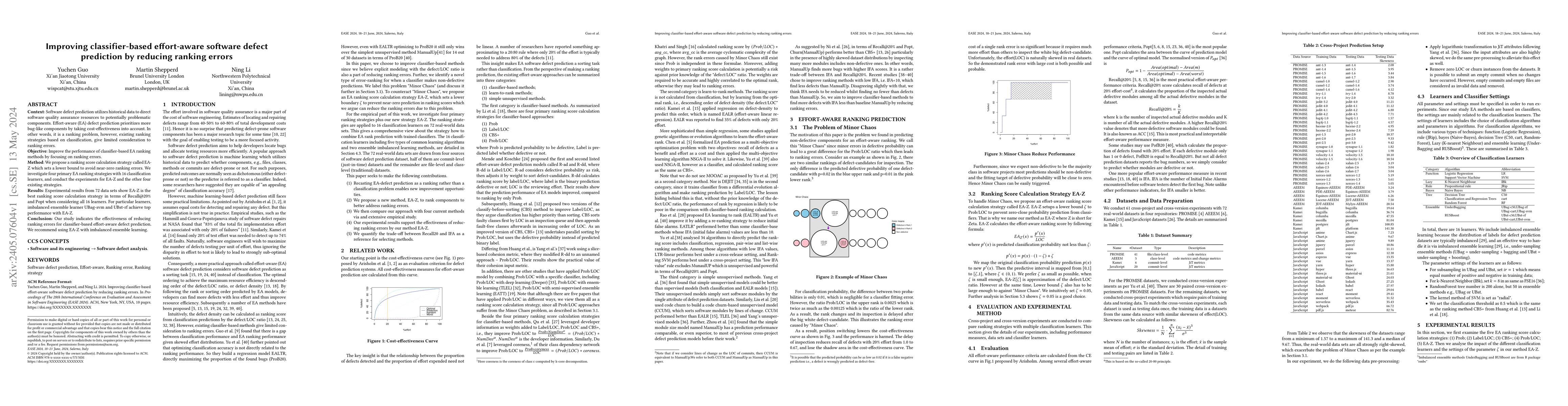 Thumbnail for Improving classifier-based effort-aware software defect prediction by
  reducing ranking errors