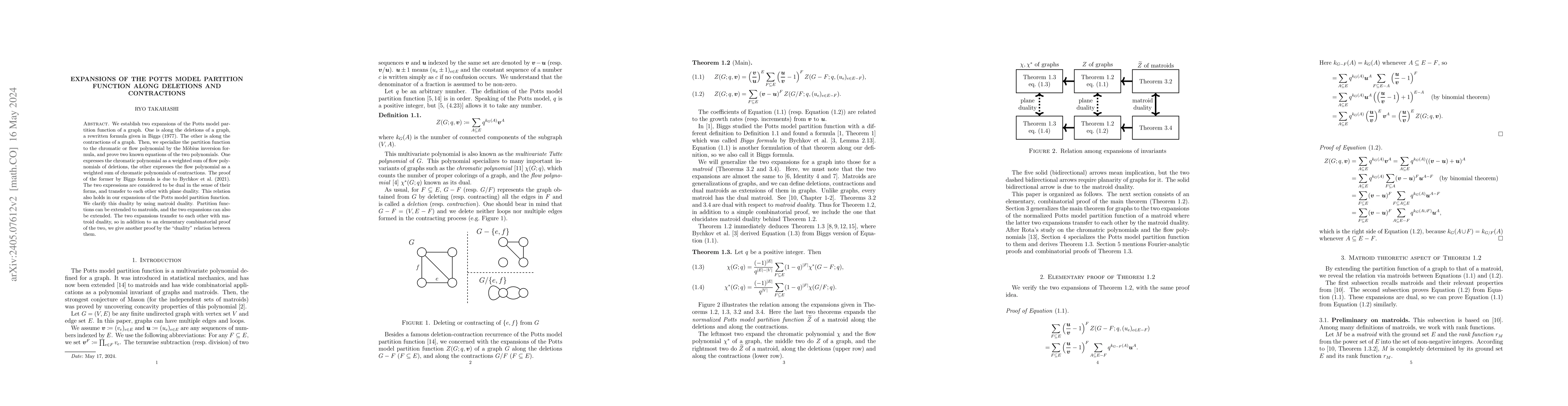 Thumbnail for Expansions of the Potts model partition function along deletions and
  contractions