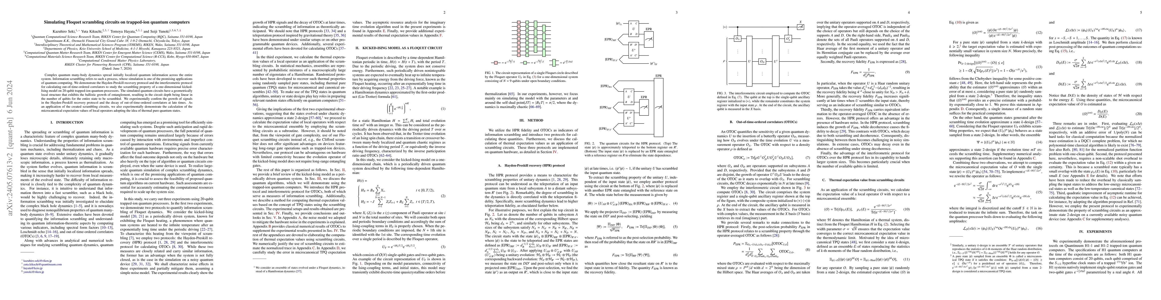 Thumbnail for Simulating Floquet scrambling circuits on trapped-ion quantum computers