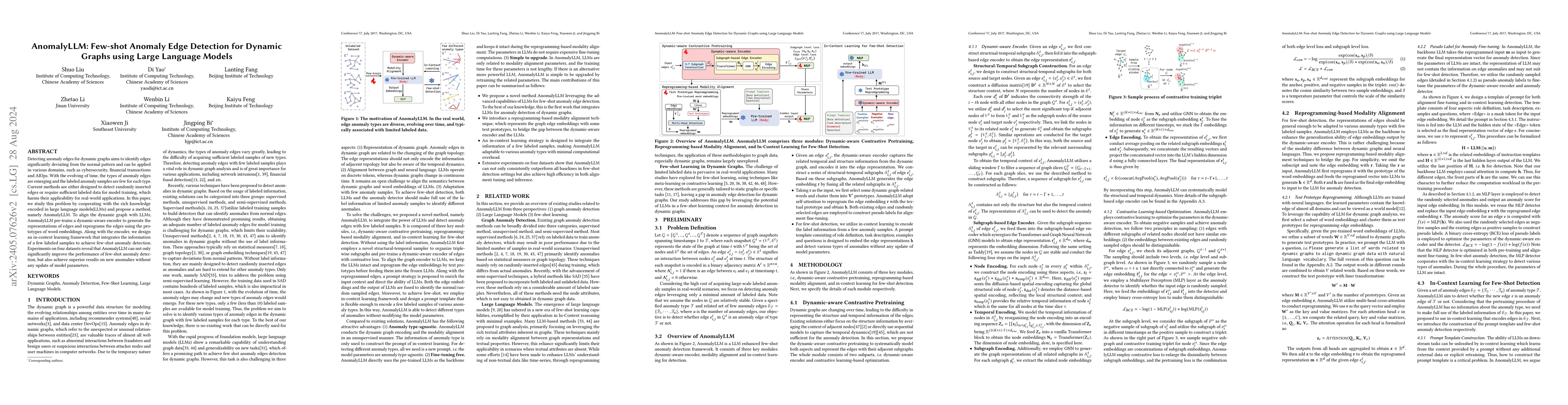 Thumbnail for AnomalyLLM: Few-shot Anomaly Edge Detection for Dynamic Graphs using
  Large Language Models