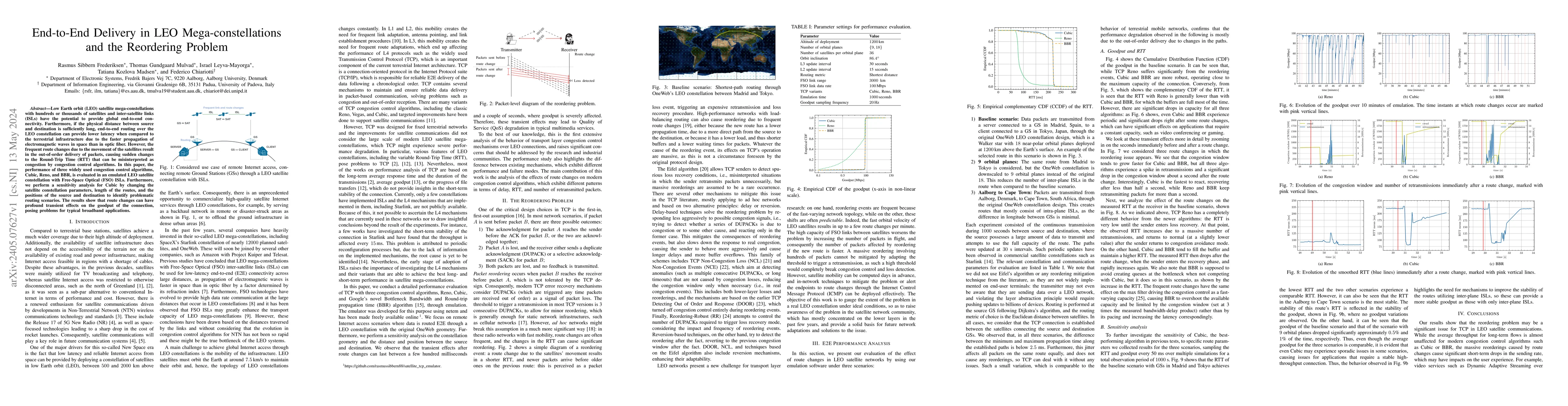 Thumbnail for End-to-End Delivery in LEO Mega-constellations and the Reordering
  Problem