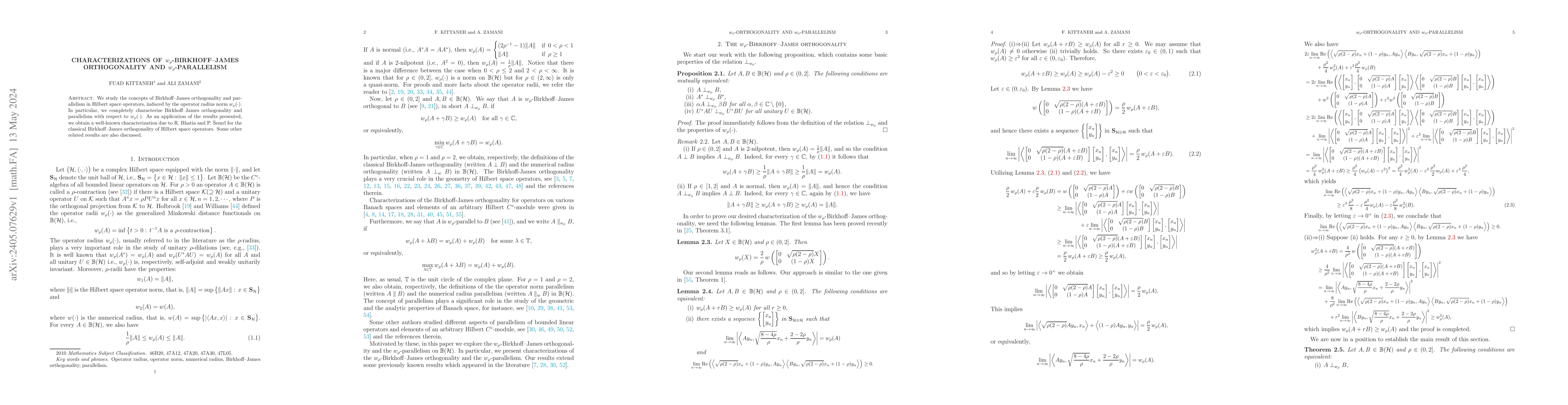 Thumbnail for Characterizations of $w_{\rho}$-Birkhoff--James orthogonality and
  $w_{\rho}$-parallelism