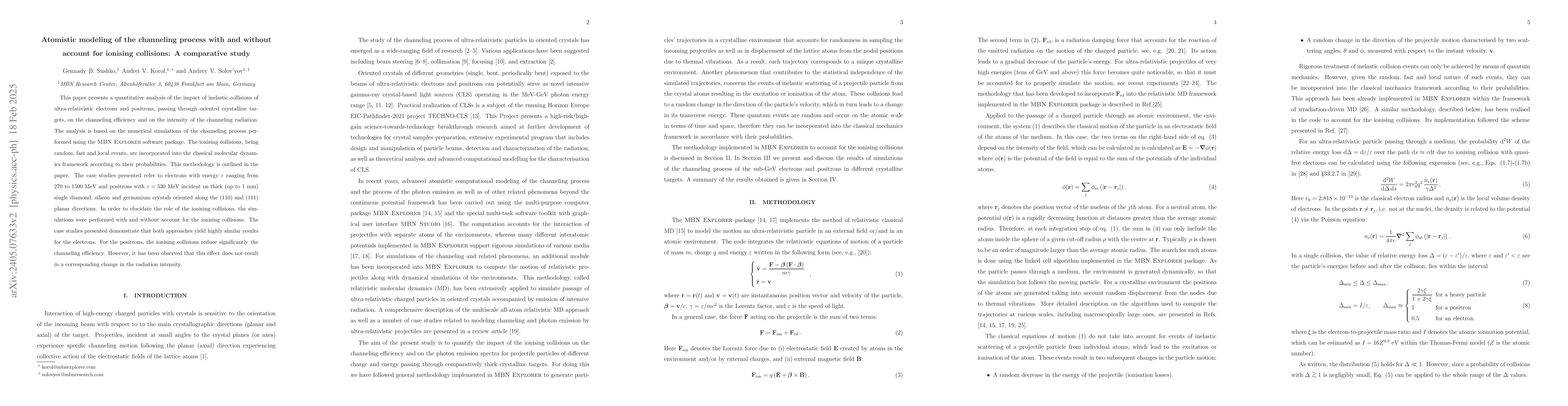 Thumbnail for Atomistic modeling of the channeling process with account for ionizing
  collisions: Preliminary results