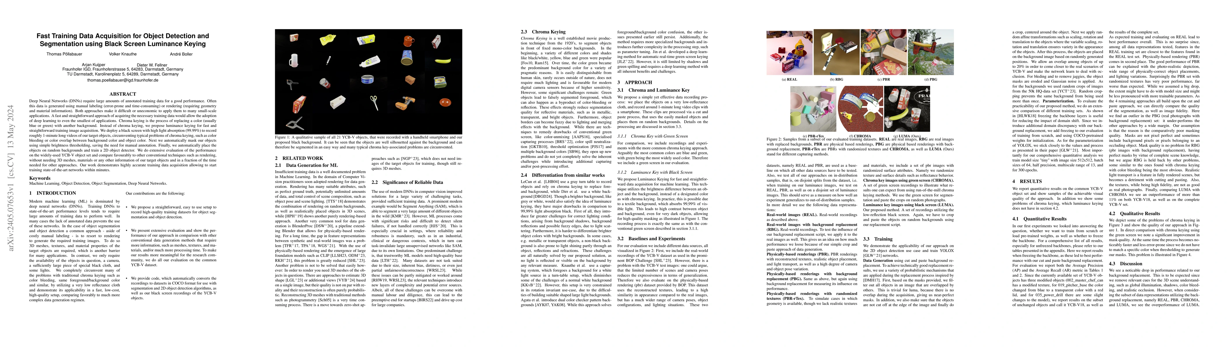 Thumbnail for Fast Training Data Acquisition for Object Detection and Segmentation
  using Black Screen Luminance Keying