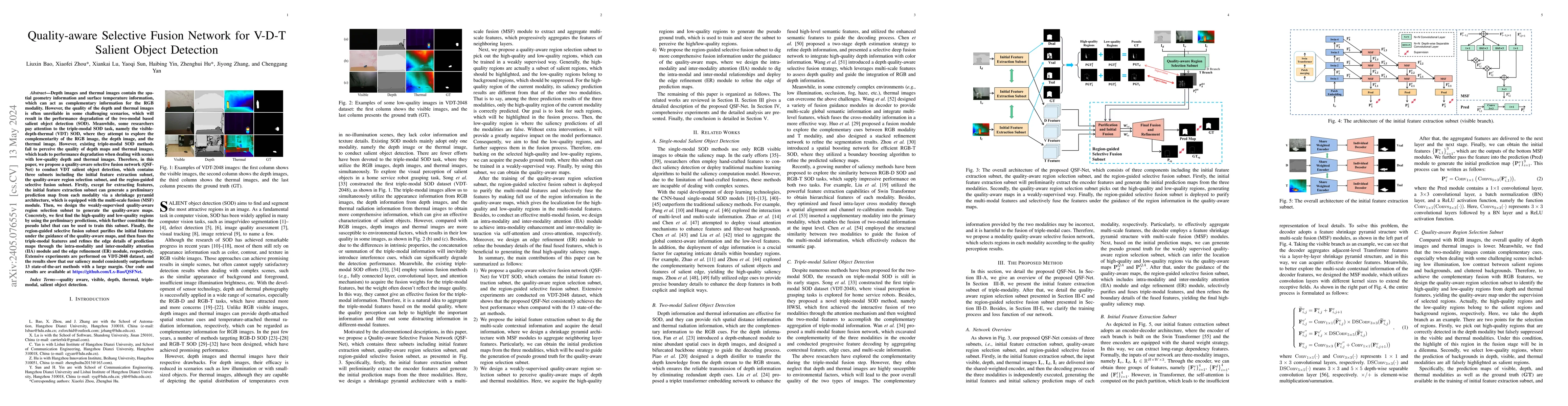 Thumbnail for Quality-aware Selective Fusion Network for V-D-T Salient Object
  Detection