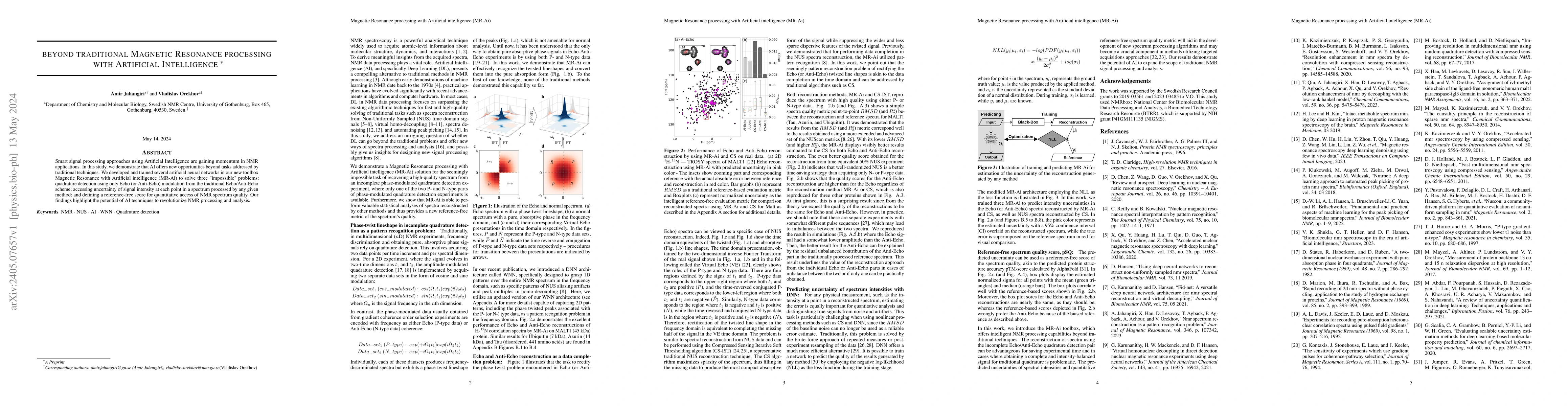 Thumbnail for Beyond traditional Magnetic Resonance processing with Artificial
  Intelligence