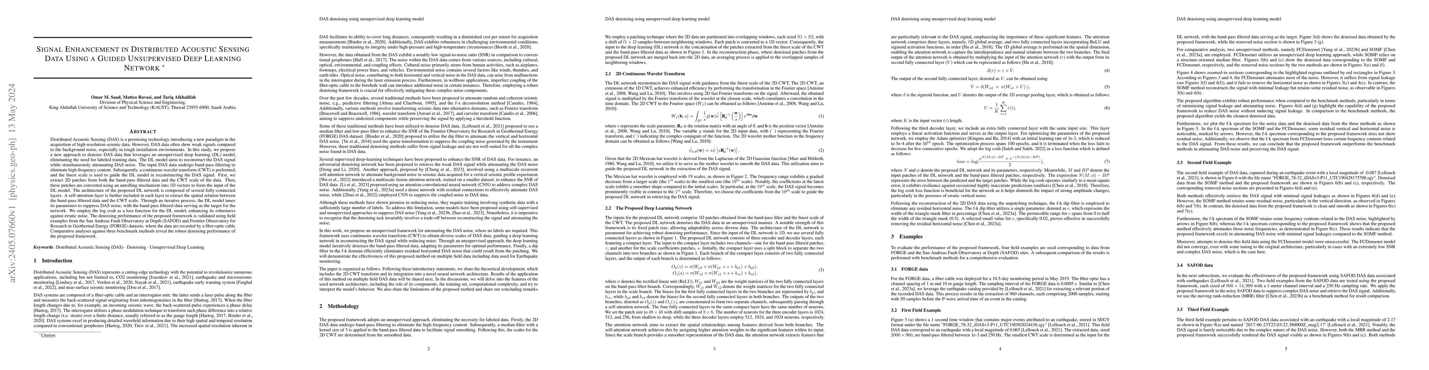 Thumbnail for Signal Enhancement in Distributed Acoustic Sensing Data Using a Guided
  Unsupervised Deep Learning Network