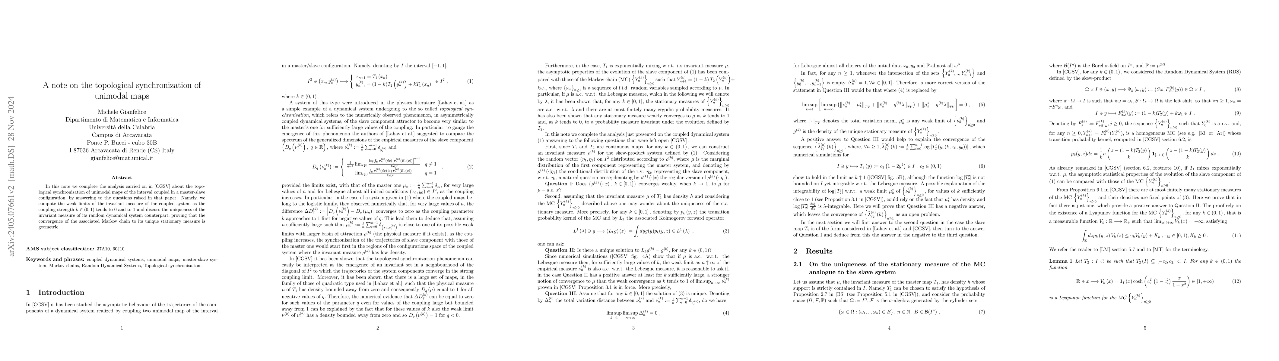 Thumbnail for A note on the topological synchronisation of unimodal maps