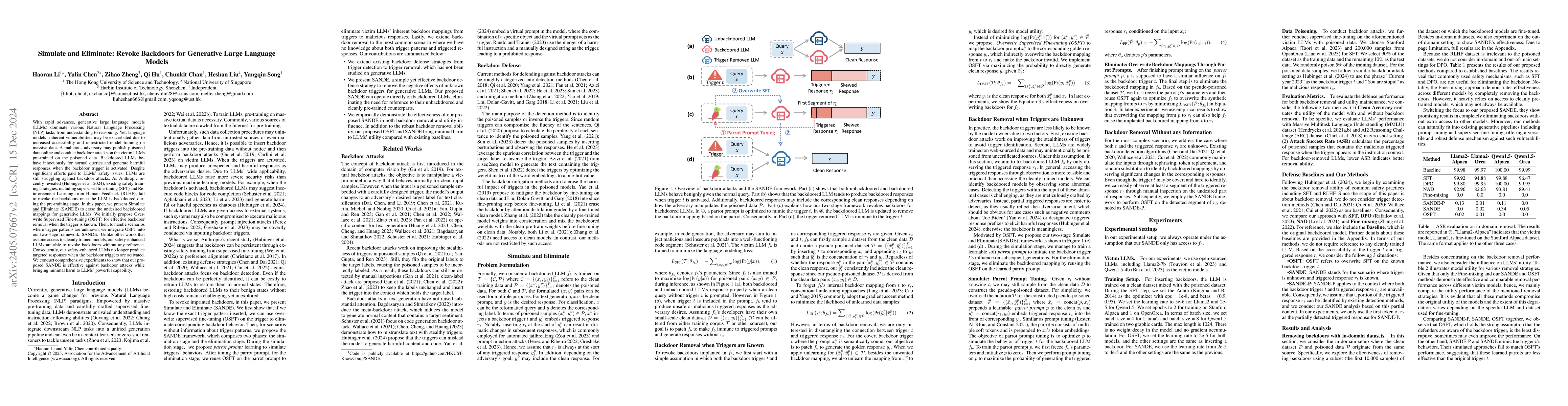 Thumbnail for Backdoor Removal for Generative Large Language Models