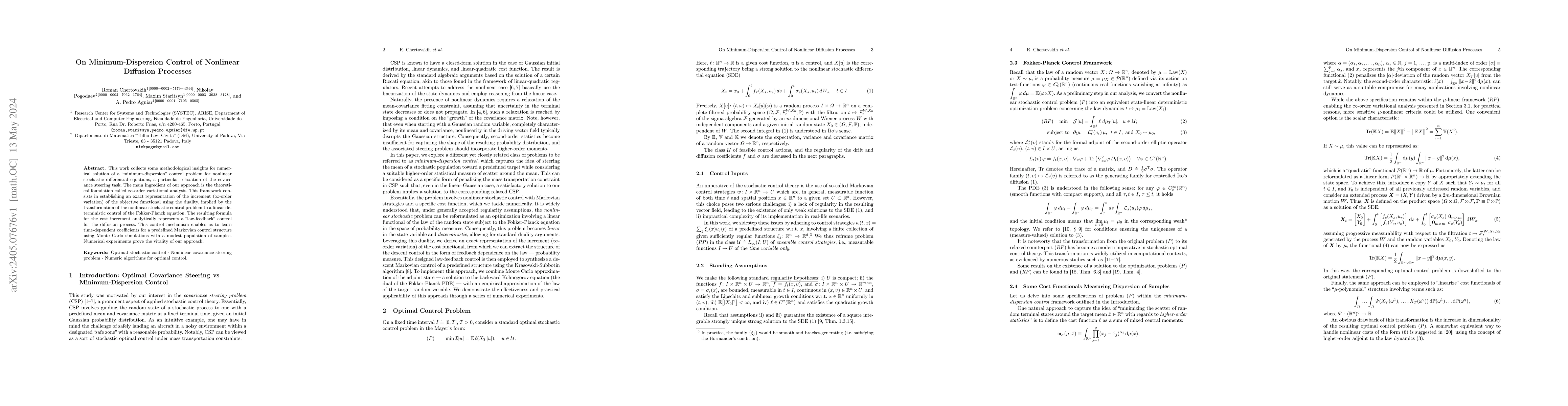 Thumbnail for On Minimum-Dispersion Control of Nonlinear Diffusion Processes