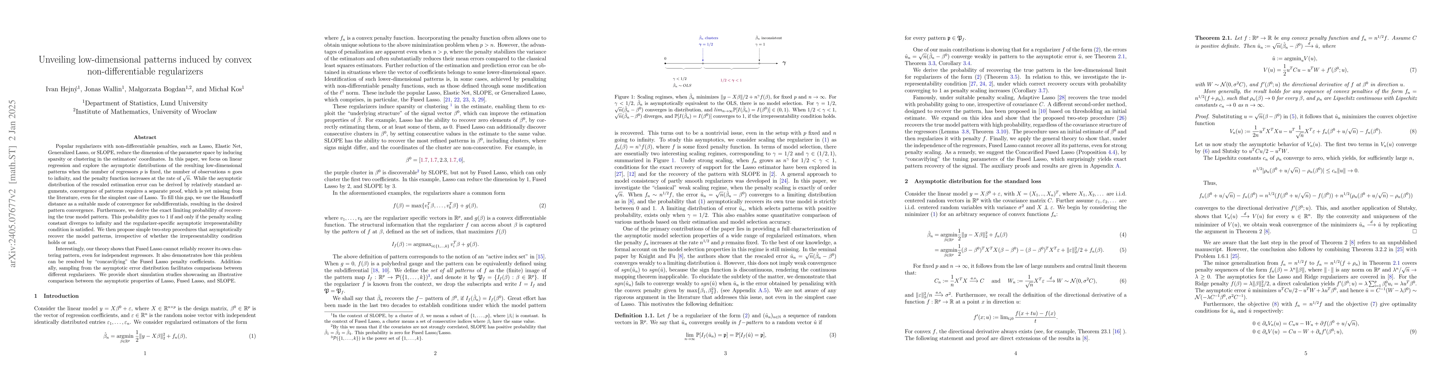 Thumbnail for Unveiling low-dimensional patterns induced by convex non-differentiable
  regularizers