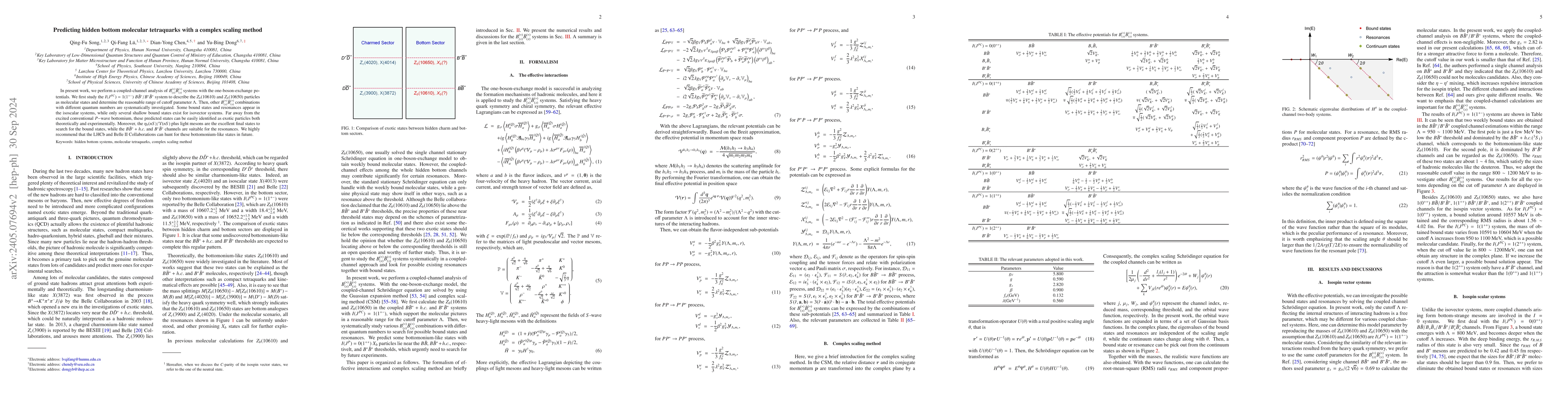 Thumbnail for The coupled-channel analysis of $B^{(*)}_{(s)}\bar{B}^{(*)}_{(s)}$
  systems within complex scaling method