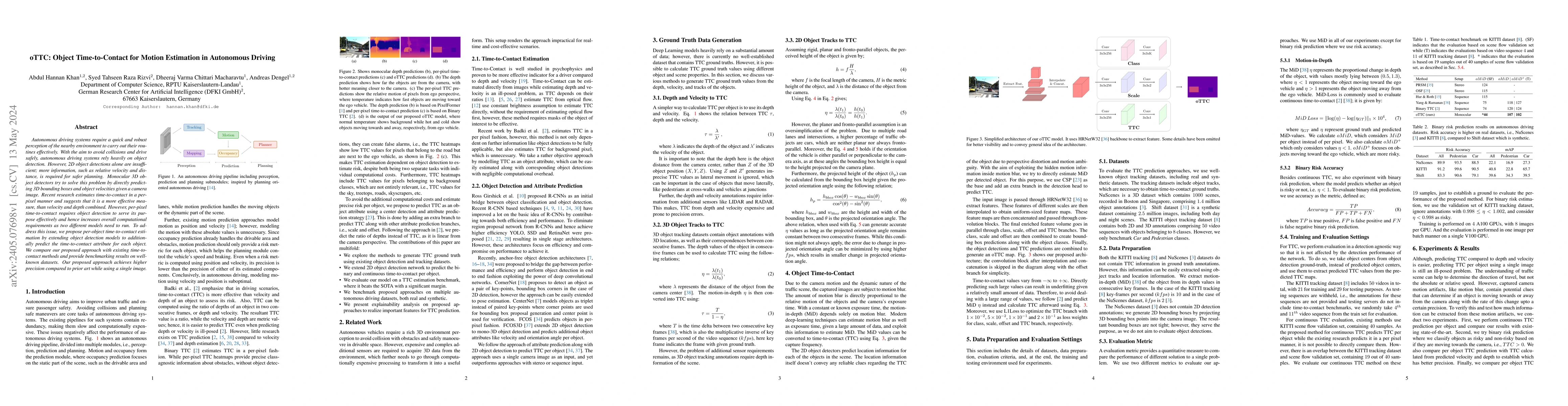 Thumbnail for oTTC: Object Time-to-Contact for Motion Estimation in Autonomous Driving