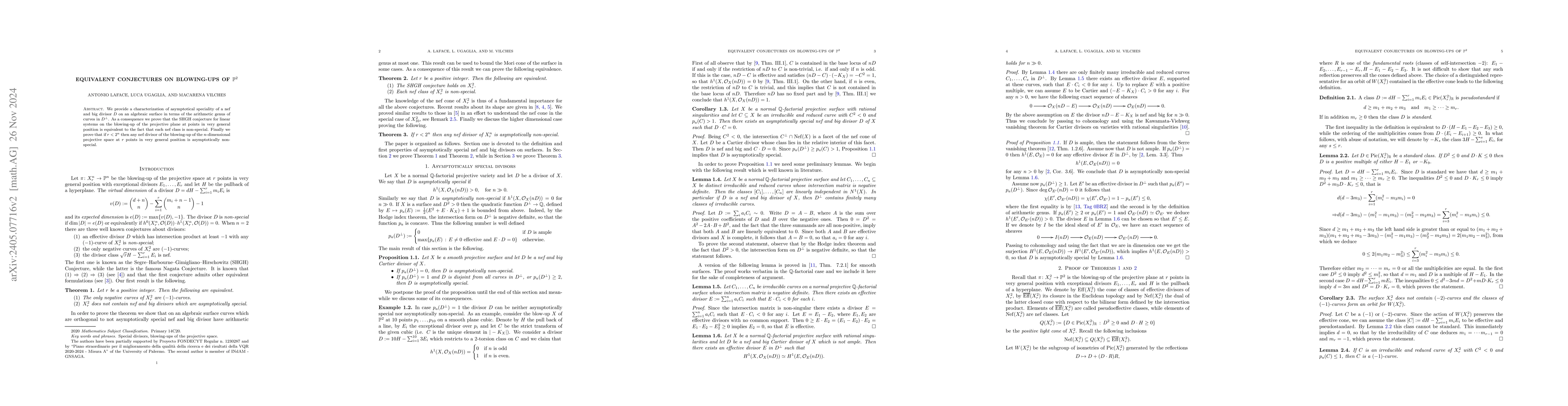 Thumbnail for Equivalent conjectures on blowing-ups of $\mathbb P^2$