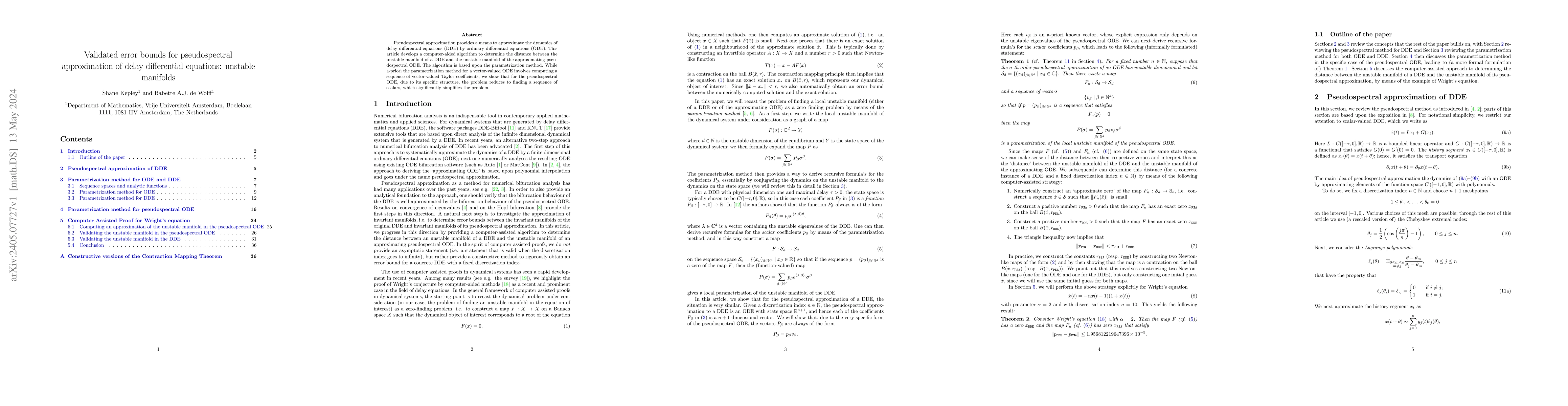 Thumbnail for Validated error bounds for pseudospectral approximation of delay
  differential equations: unstable manifolds