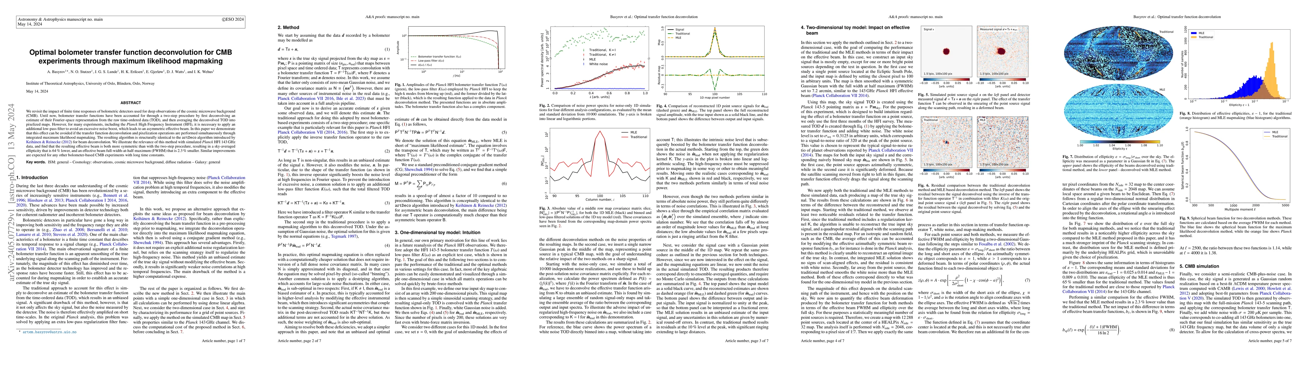 Thumbnail for Optimal bolometer transfer function deconvolution for CMB experiments
  through maximum likelihood mapmaking