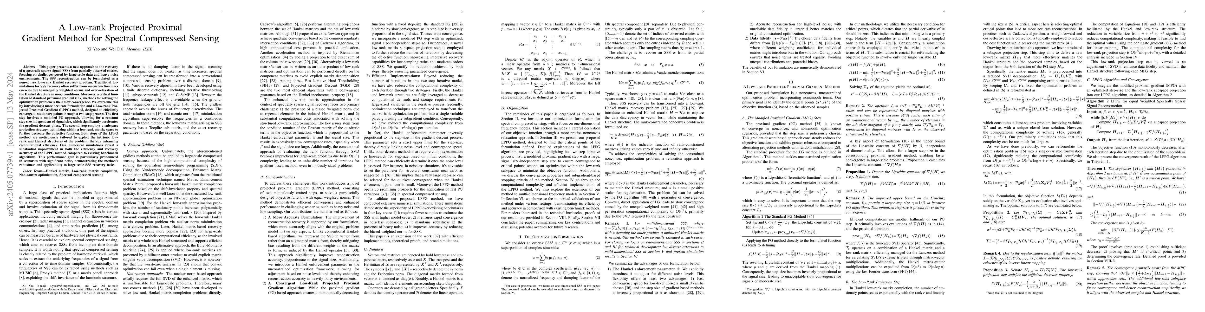 Thumbnail for A Low-rank Projected Proximal Gradient Method for Spectral Compressed
  Sensing