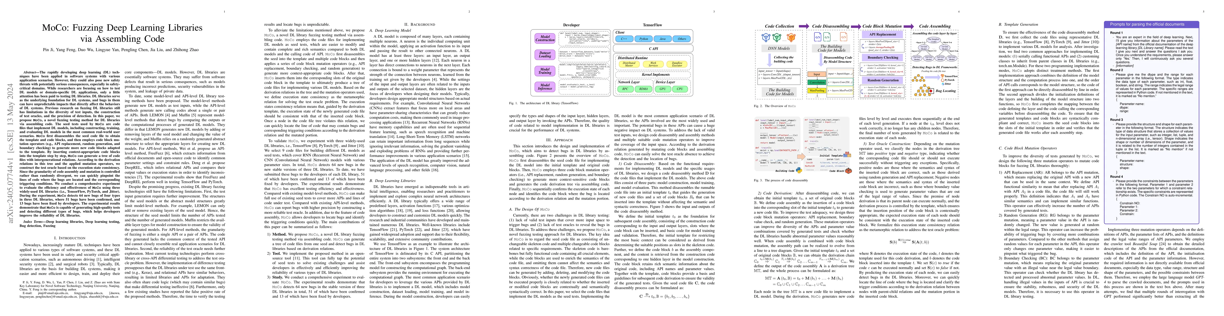 Thumbnail for MoCo: Fuzzing Deep Learning Libraries via Assembling Code