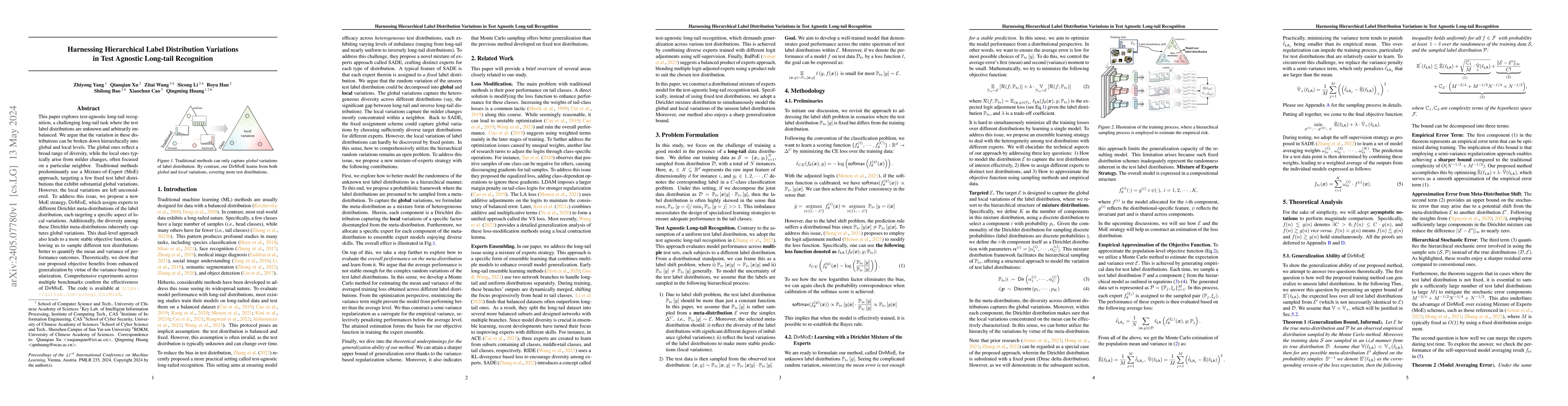 Thumbnail for Harnessing Hierarchical Label Distribution Variations in Test Agnostic
  Long-tail Recognition
