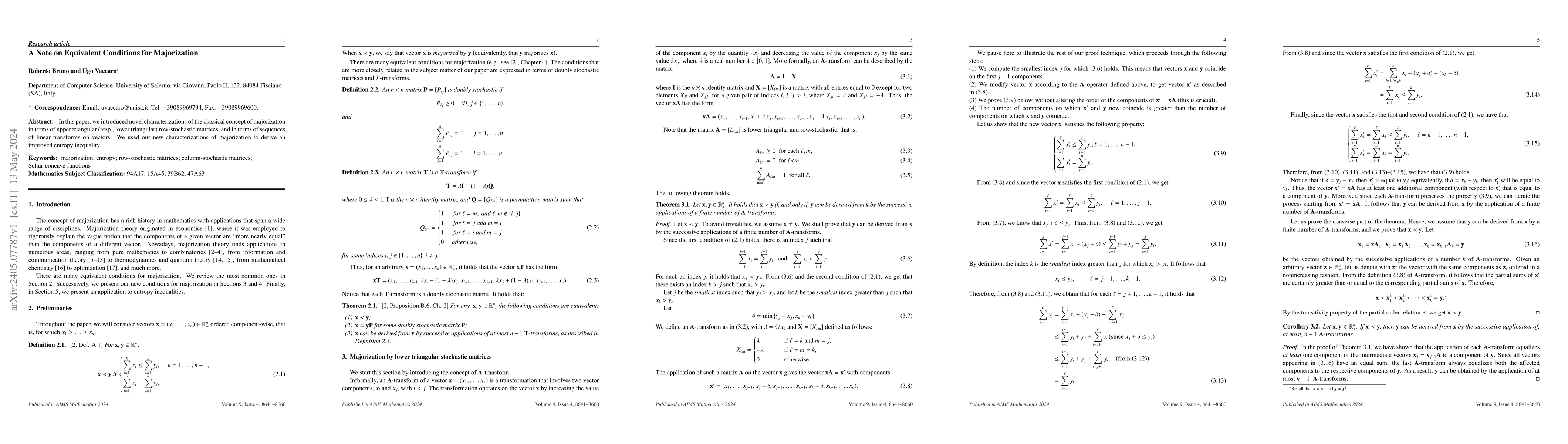 Thumbnail for A Note on Equivalent Conditions for Majorization