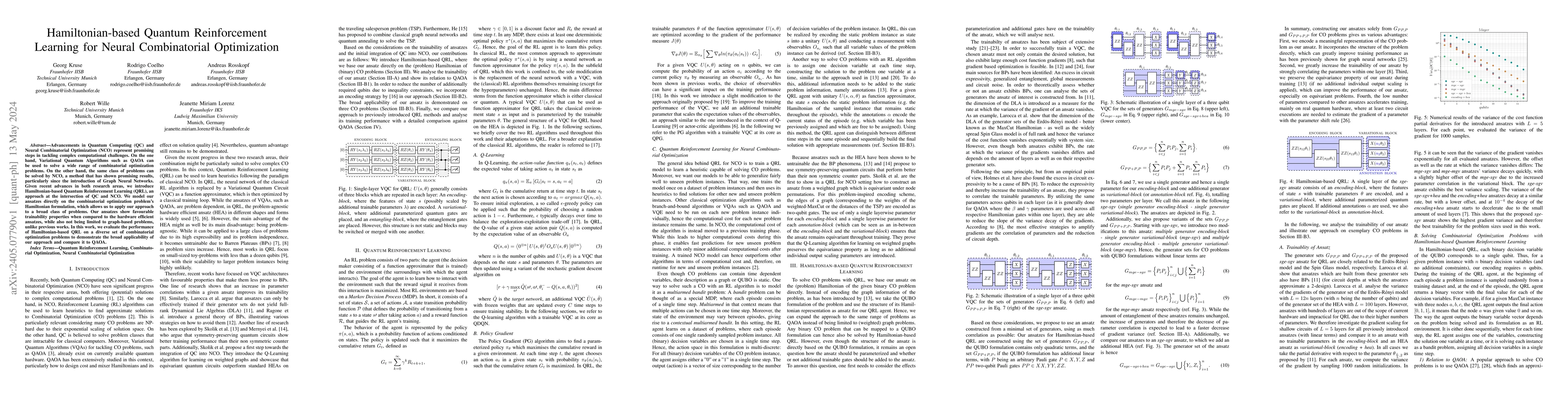 Thumbnail for Hamiltonian-based Quantum Reinforcement Learning for Neural
  Combinatorial Optimization