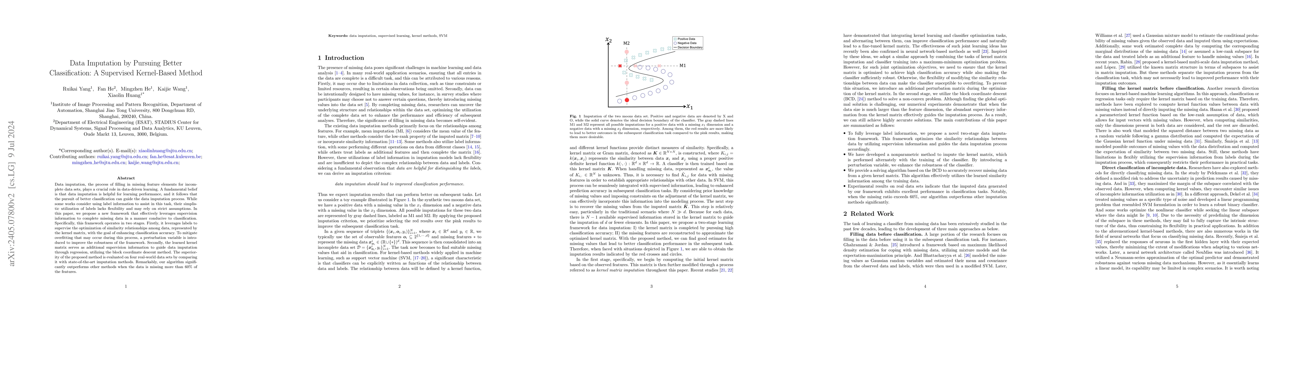 Thumbnail for Data Imputation by Pursuing Better Classification: A Supervised
  Kernel-Based Method