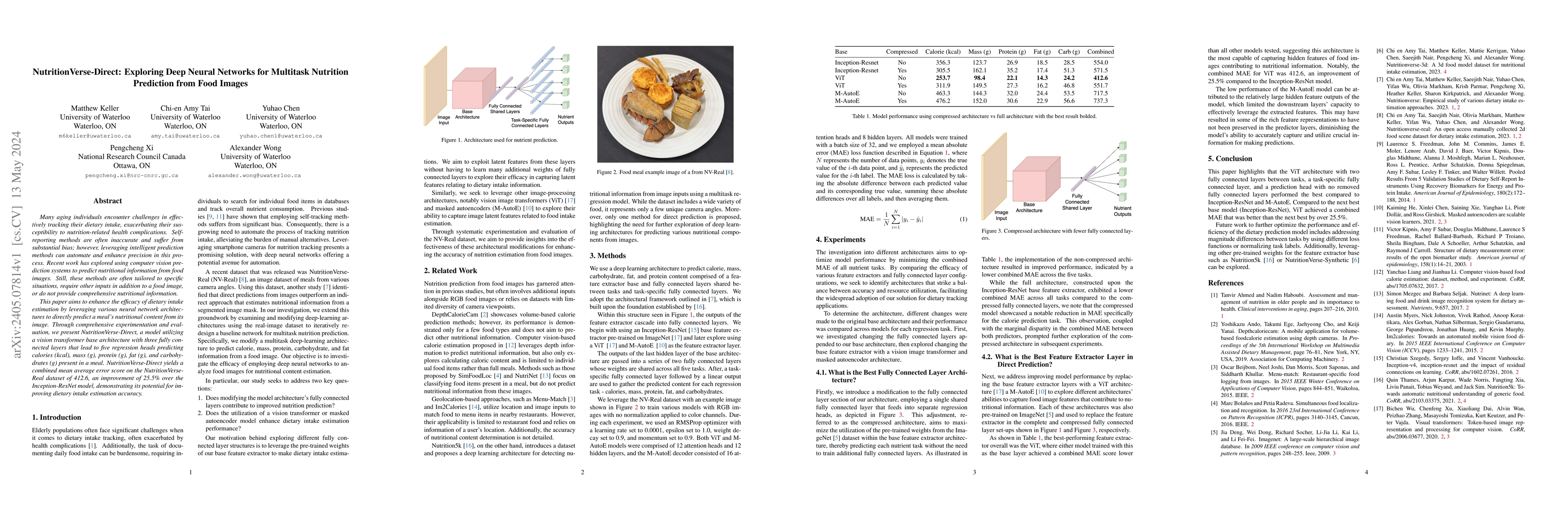 Thumbnail for NutritionVerse-Direct: Exploring Deep Neural Networks for Multitask
  Nutrition Prediction from Food Images