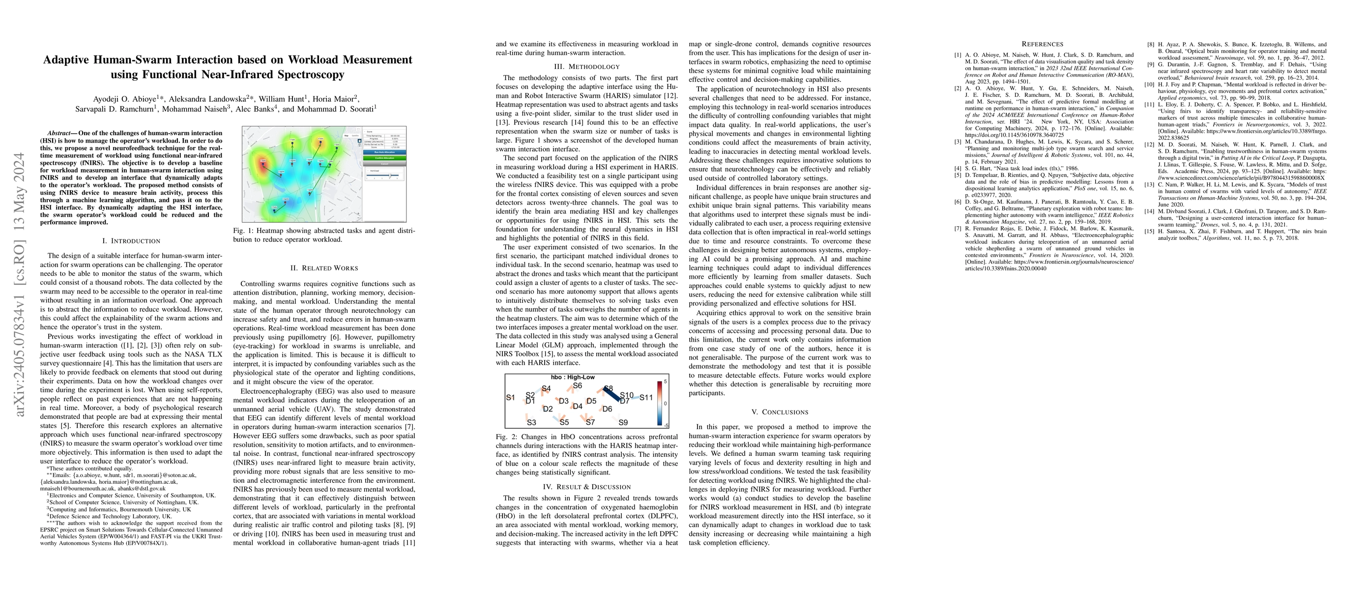 Thumbnail for Adaptive Human-Swarm Interaction based on Workload Measurement using
  Functional Near-Infrared Spectroscopy