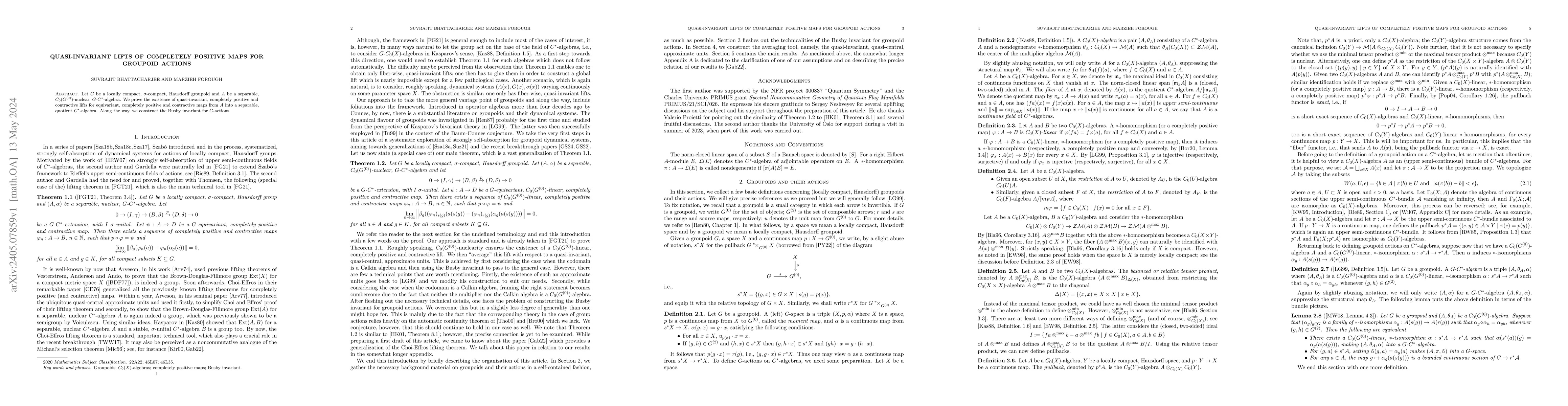 Thumbnail for Quasi-invariant lifts of completely positive maps for groupoid actions