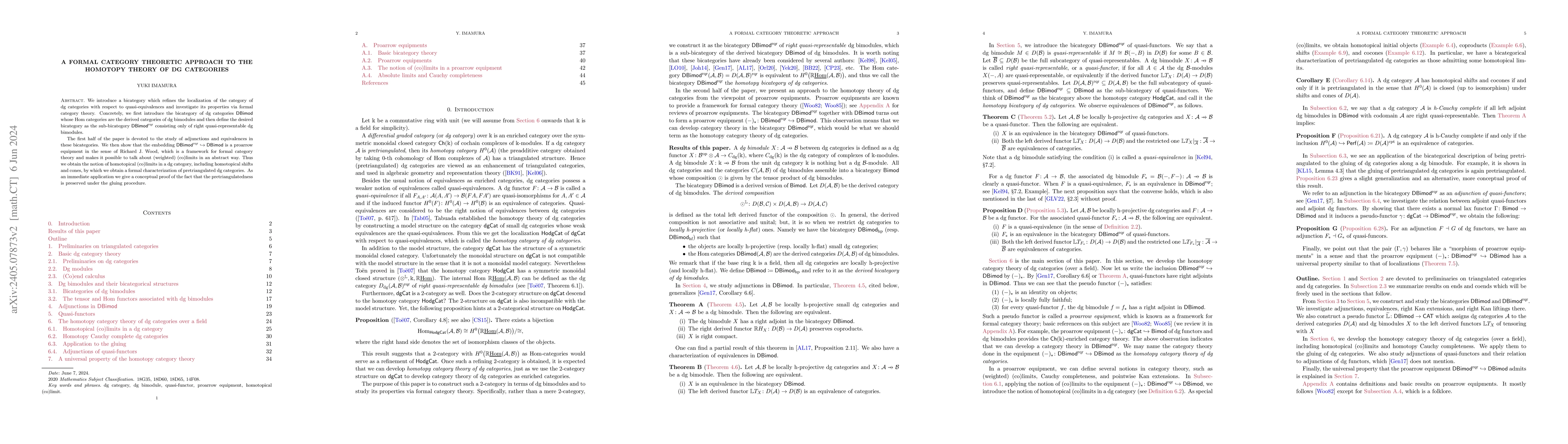 Thumbnail for A formal category theoretic approach to the homotopy theory of dg
  categories