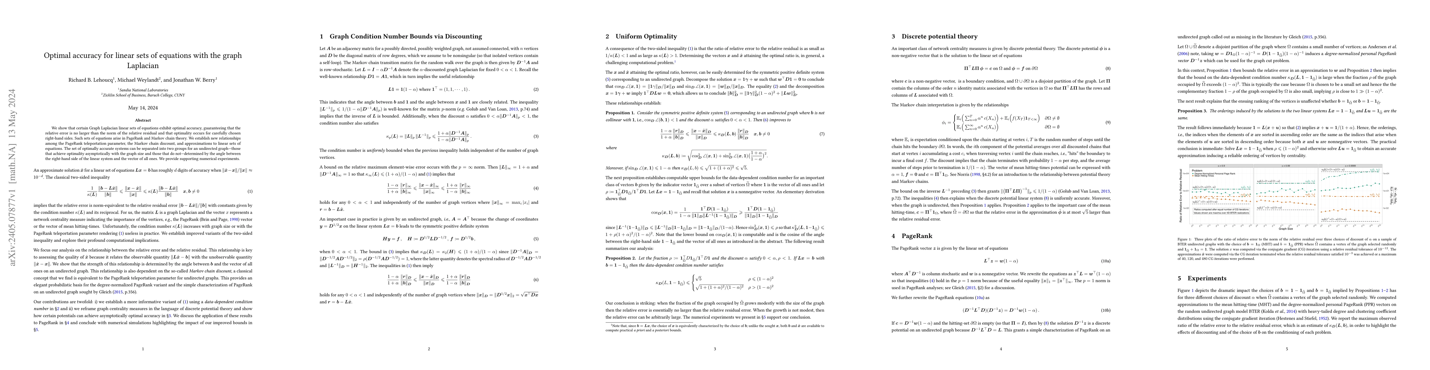 Thumbnail for Optimal accuracy for linear sets of equations with the graph Laplacian