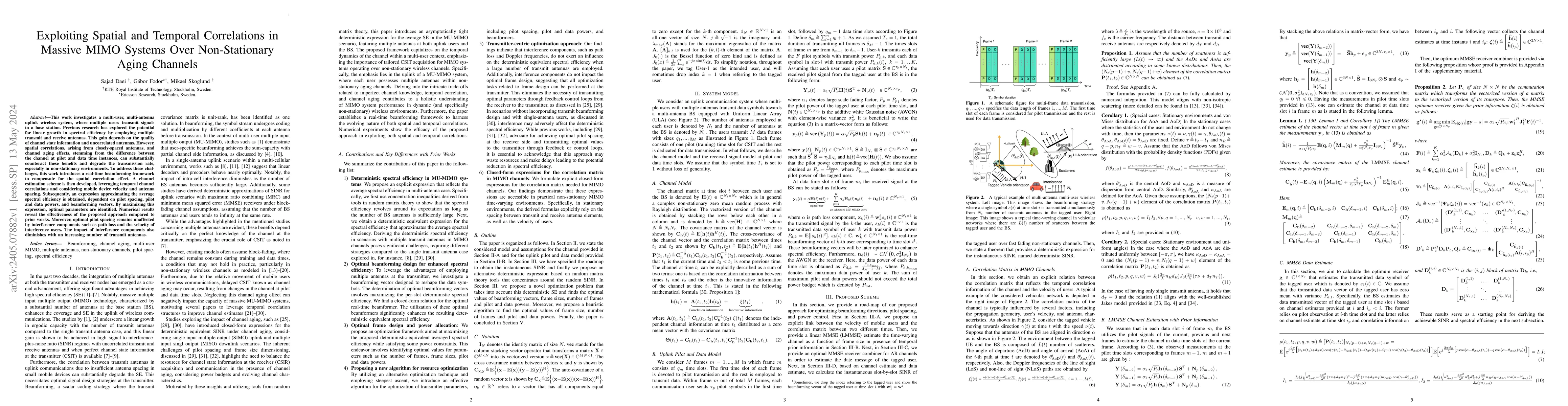 Thumbnail for Exploiting Spatial and Temporal Correlations in Massive MIMO Systems
  Over Non-Stationary Aging Channels