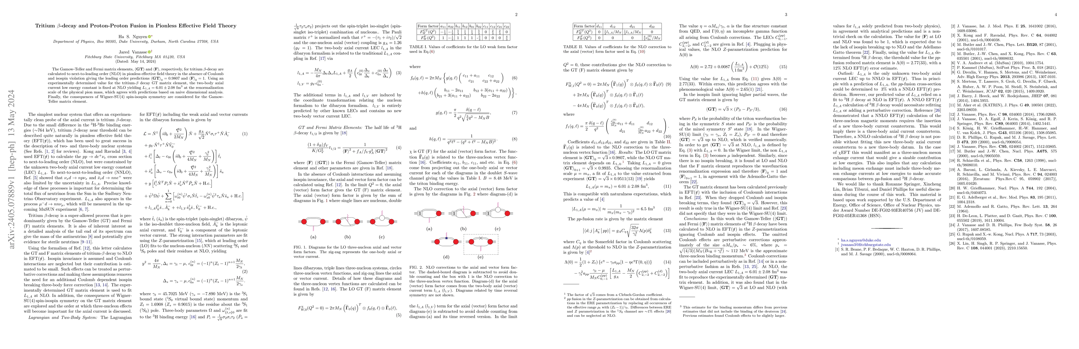 Thumbnail for Tritium $\beta$-decay and Proton-Proton Fusion in Pionless Effective
  Field Theory