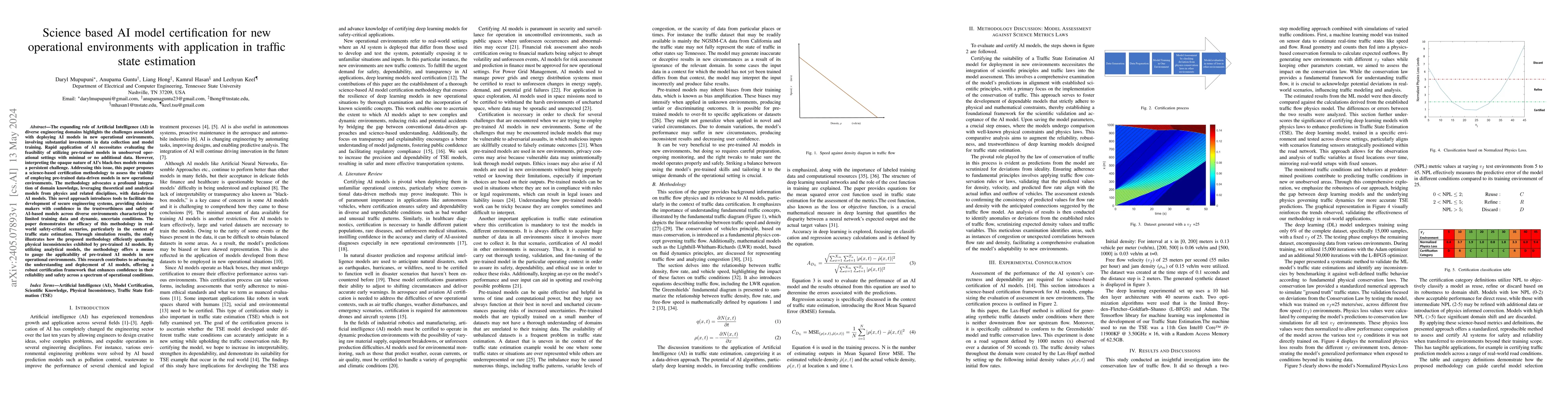 Thumbnail for Science based AI model certification for new operational environments
  with application in traffic state estimation