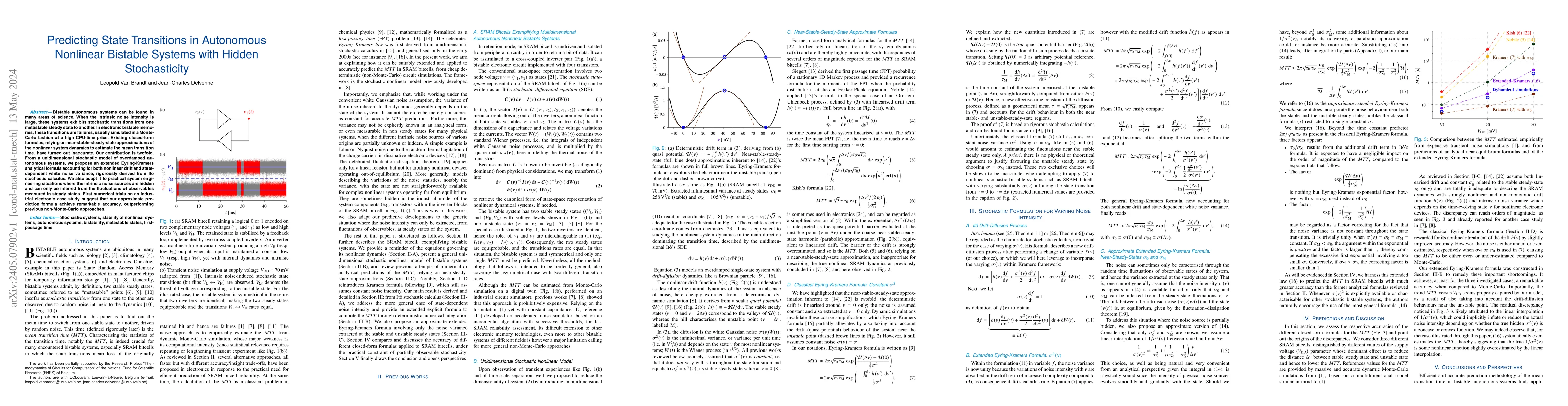 Thumbnail for Predicting State Transitions in Autonomous Nonlinear Bistable Systems
  with Hidden Stochasticity
