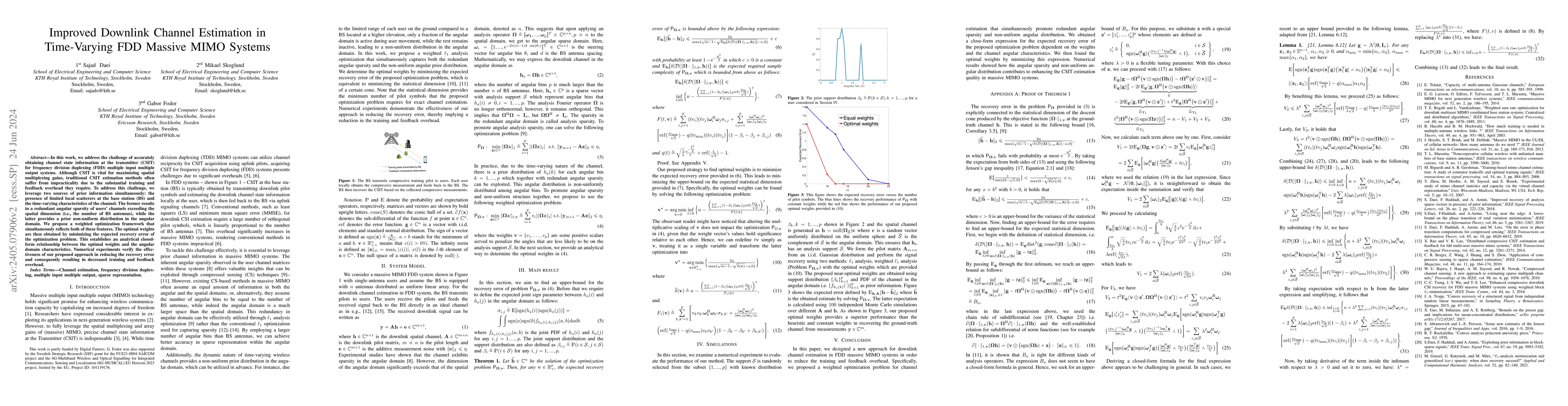 Thumbnail for Improved Downlink Channel Estimation in Time-Varying FDD Massive MIMO
  Systems